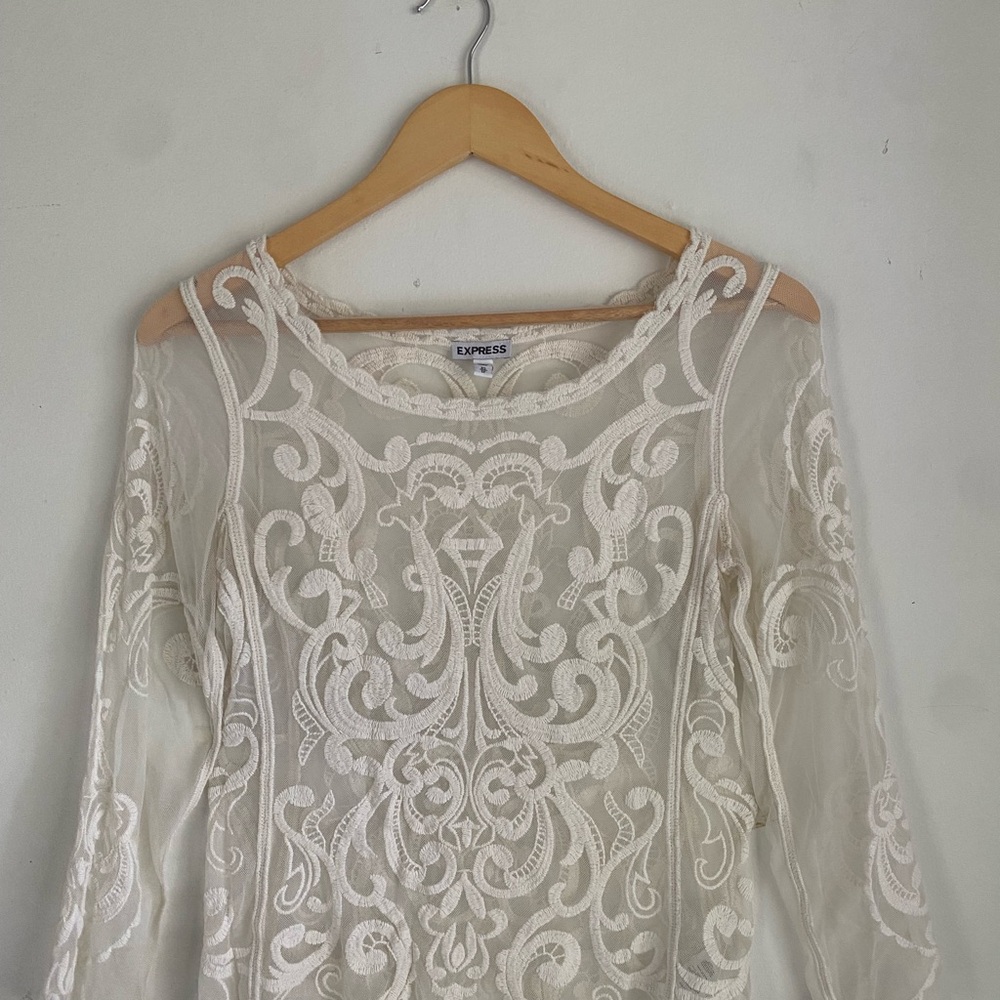 Express Cream Lace Blouse